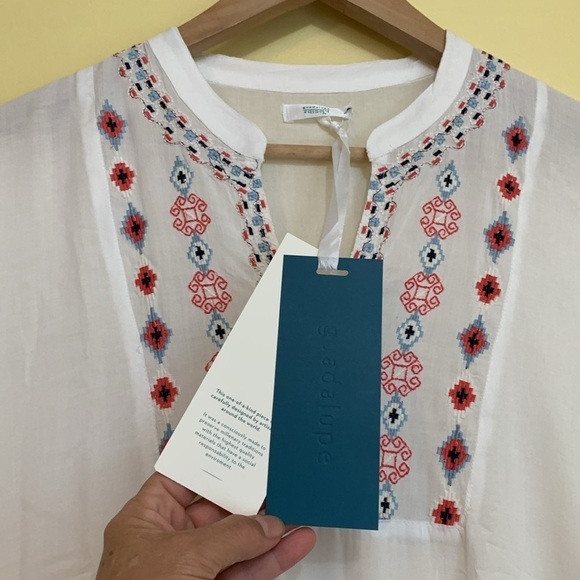 Guadalupe Design | NWT Gracie Viscose Embroidered Kaftan Beach Coverup Dress OS - Picture 10 of 17